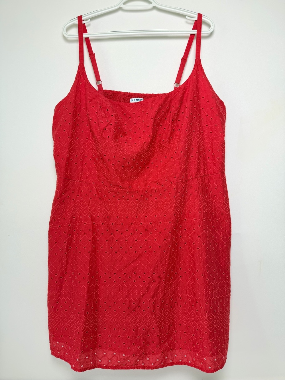 Old Navy Women Orange Red Fit & Flare Mini Embroidered Dress Size 2X Pockets